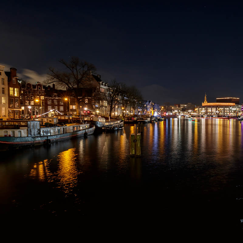 canal tour amsterdam night